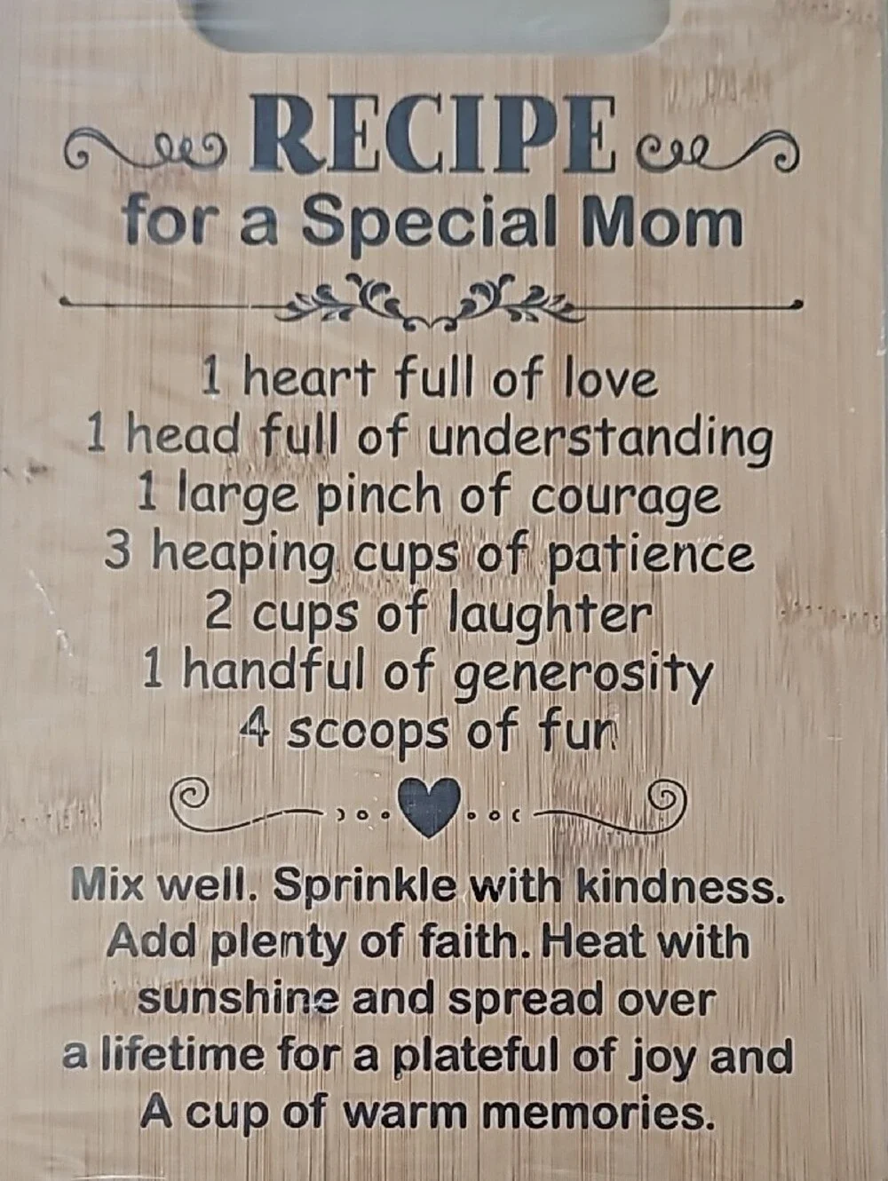 Recipe for a Special Mom Bamboo Decorative Cutting Board - Natural